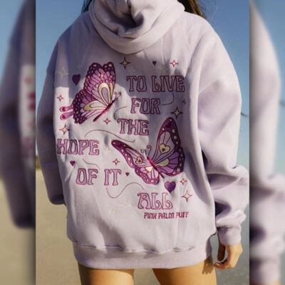 Pink Palm Puff To Live For The Hope Of It All Hoodie front