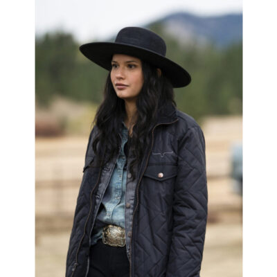 Avery Yellowstone Black Quilted Jacket front