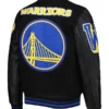 Black And Blue Warriors Varsity Jacket Back