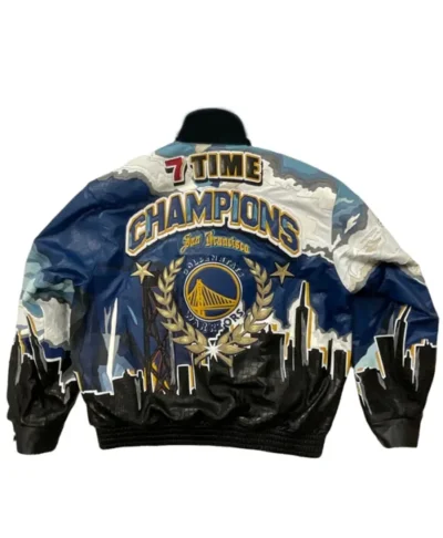 Championship Golden State Leather Warriors Leather Jacket Back