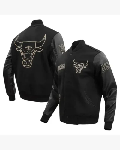 Chicago Bulls Black Gold Varsity Jacket