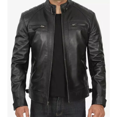 Decimal Black Cafe Racer Jacket front1