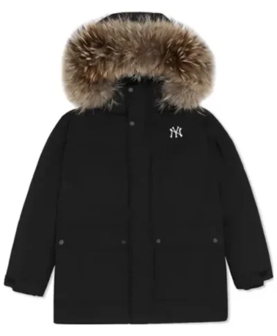 Fur Parka Heavy Mid Down new york yankees winter coat