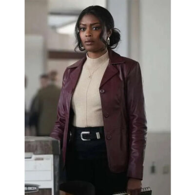 High Potential Daphne Leather Blazer front