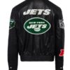 Jeff Hamilton New York Jets Patches Full Leather Black Jacket 1