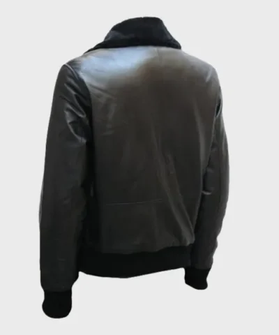 Mens Leather Black Bomber Jacket