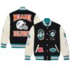 Miami Dolphins OVO Black Full Snap Varsity Jacket 5