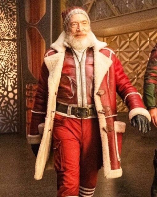 Red One JK Simmons Santa Claus Sherling Coat 1