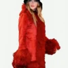 Taylor Swift Chiefs Game Red Faux Fur Coat