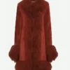 Taylor Swift Kansas City Chiefs vs Houston Texans Game Red Faux Fur Coat