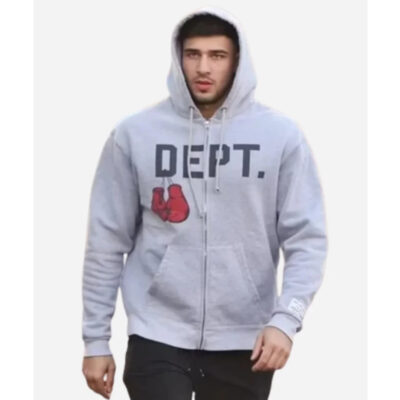 Tommy Fury DEPT Grey Hoodie front