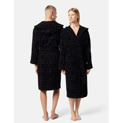 Unisex Black Versace Robe front