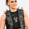 WWE Clash At The Castle Rhea Ripley Black Studded Leather Vest