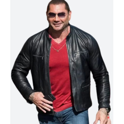 WWE Dave Bautista Black Leather Jacket front1