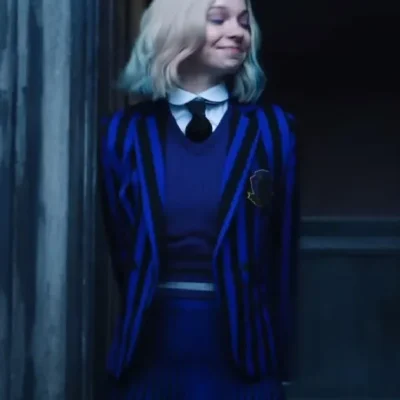 Wednesday 2022 Emma Myers Blue Lining Blazer 1