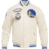 White Satin Golden State Warriors Bomber Jacket