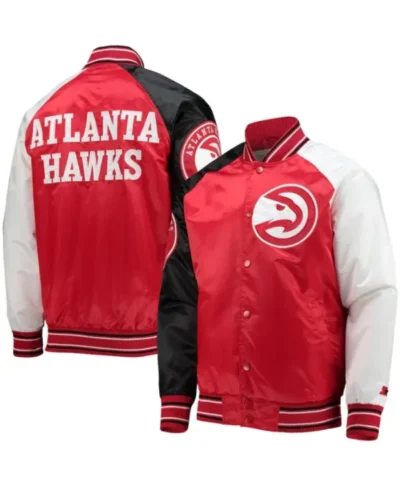 mens atlanta hawks red starter varsity jacket second