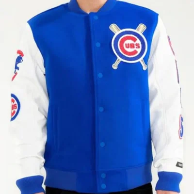 Chicago Cubs White and Blue Varsity Jacket