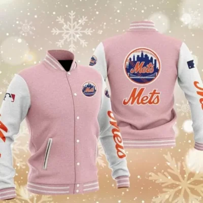 MLB Pink New York Mets Baseball Varsity Jacket