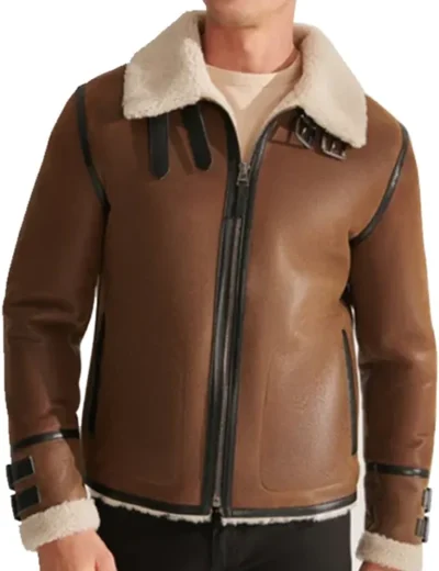 Men B3 Aviator Brown Shearling Leather Jacket