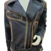 Selena Quintanilla Biker Vegan Studded Leather Black Jacket For Sale