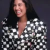 Selena Quintanilla Checkered Motorcycle Leather Jacket