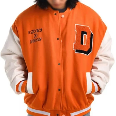 Sickboy D Letterman White and Orange Jacket